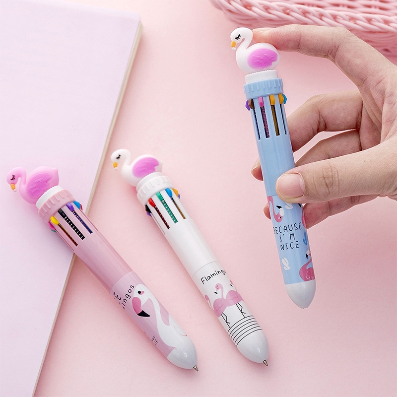 Multicolor Ballpoint Pen 10 Colors Stationery Ballpoint Pens Cute