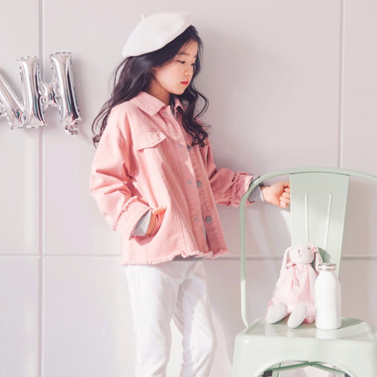 childrens pink denim jacket