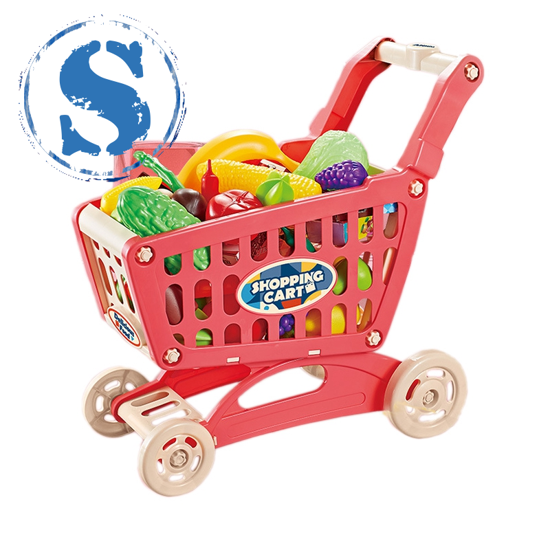 toy shopping cart with food