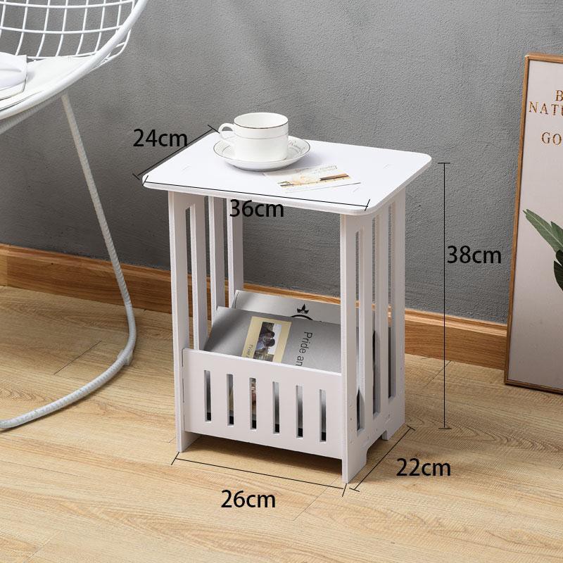 Bedroom Mini Bedside Small Square Table, Small Square Side Table With Shelf