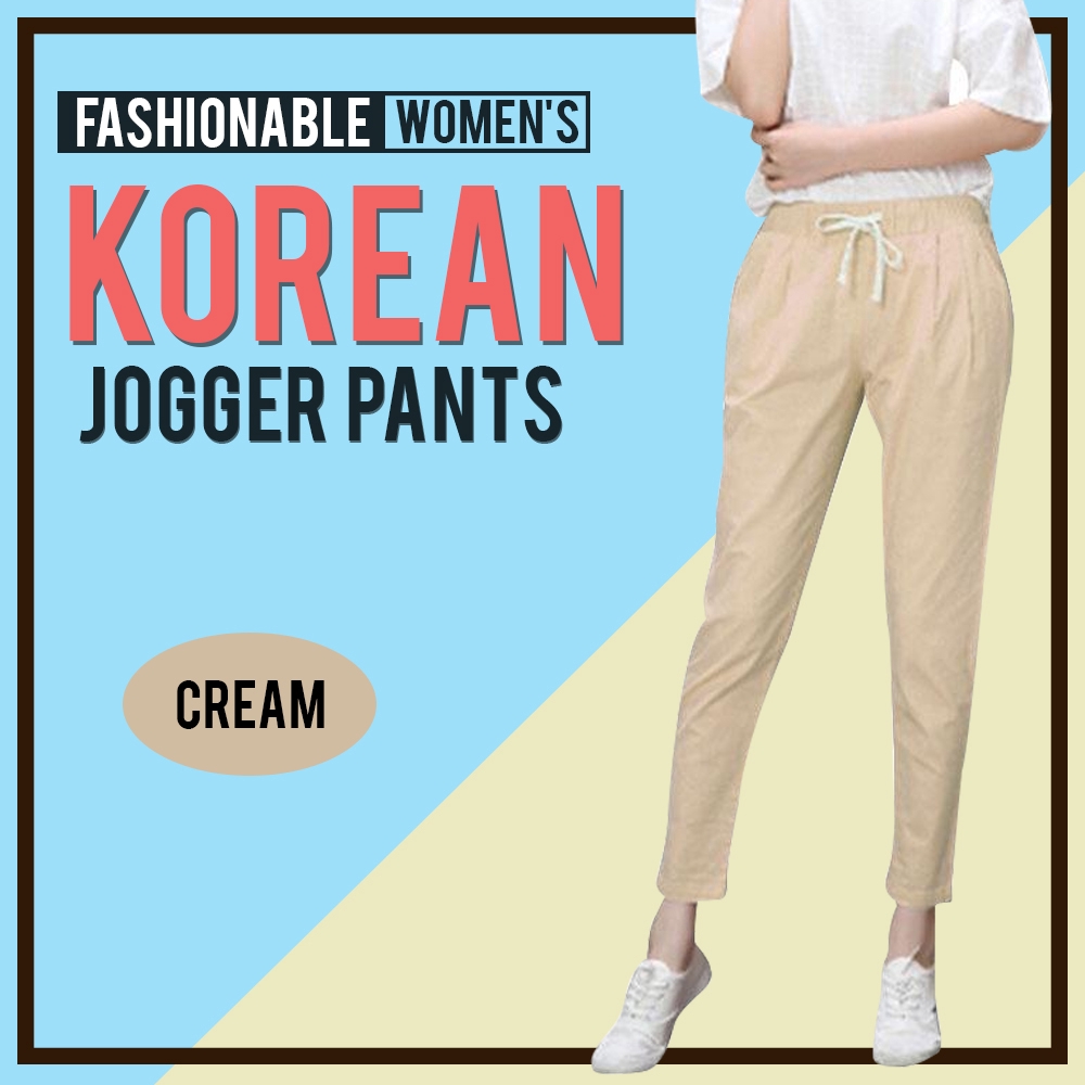 cream womens jogger pants