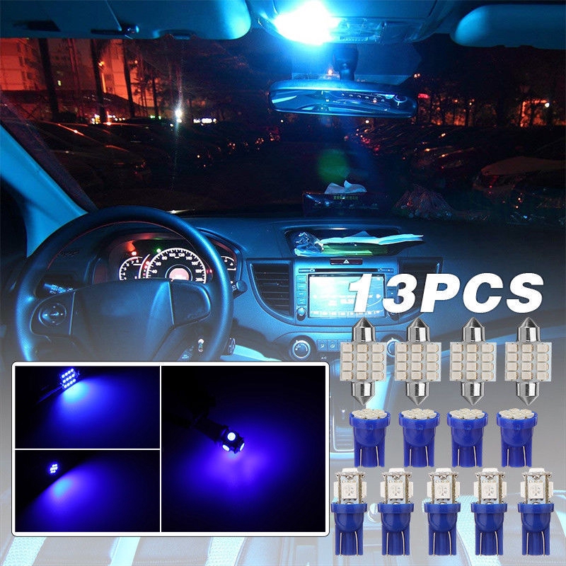 13Pc LED Lights Interior Package Kit For Dome License Plate Lamp Bulb Pure Blue