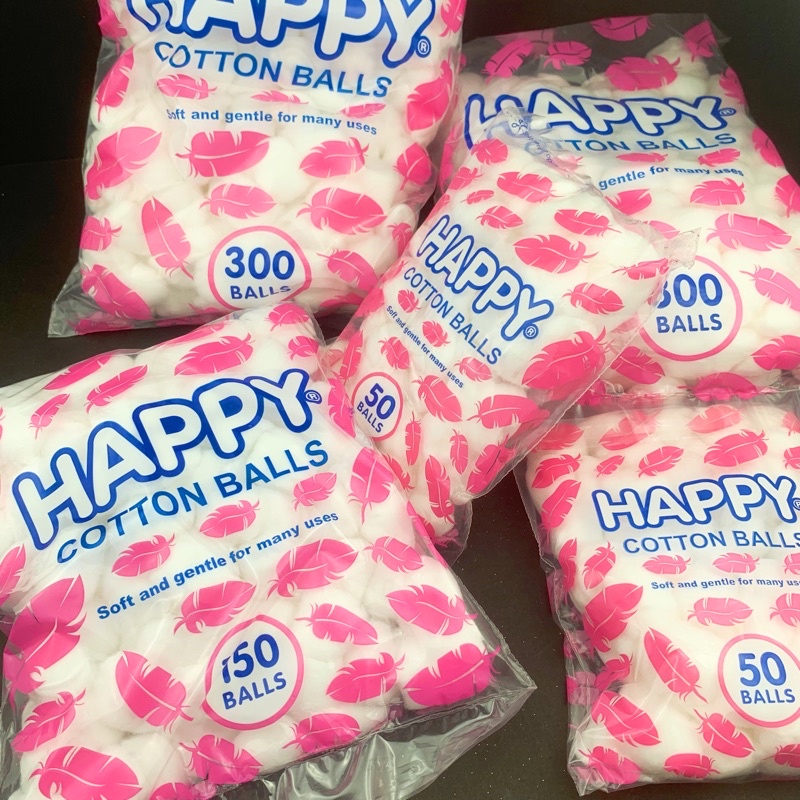 COD Happy Cotton Balls 50balls 150balls 300ball 1pack Shopee Philippines