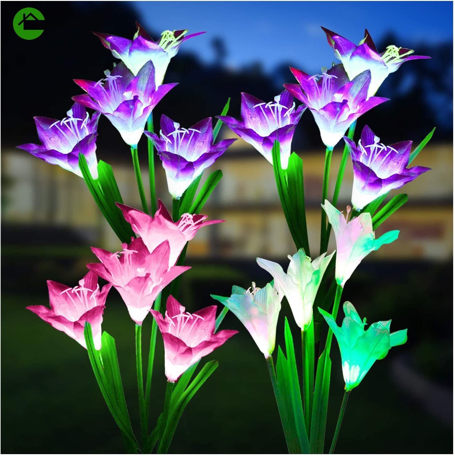 [Outdoor Solar Flower Lights] [MultiColor Waterproof Changing LED Lily