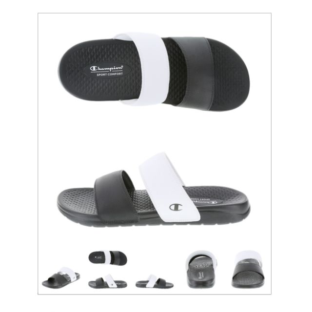 black and white champion slides