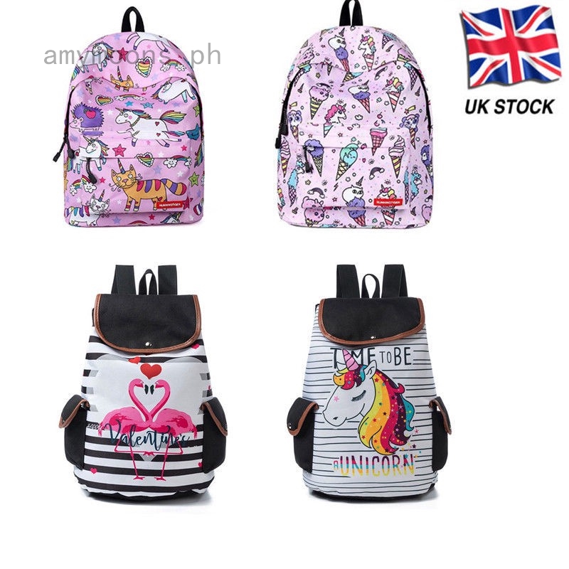 3D Cute Unicorn Soft Plush Backpack w// Wings Girls College School Bag Travell UK