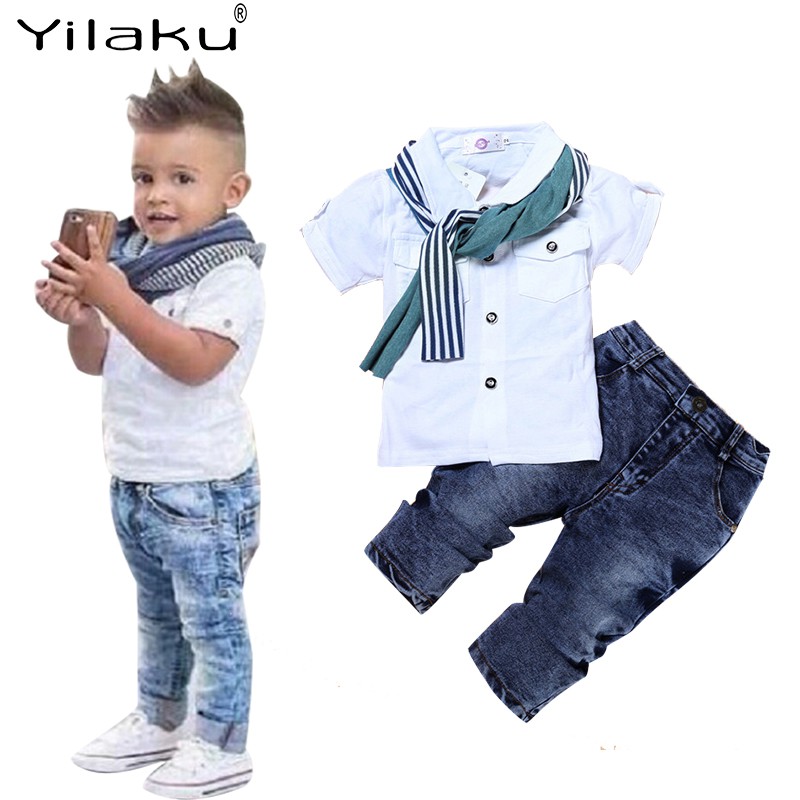 Yilaku Infant Boys Kids Summer Clothes Set Toddler Boys Print Short Sleeves T-Shirt Tops Pants Short Set 2Pcs Boys Outfits Set Age 2-7 Years 