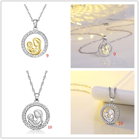 sterling silver mother and child necklace