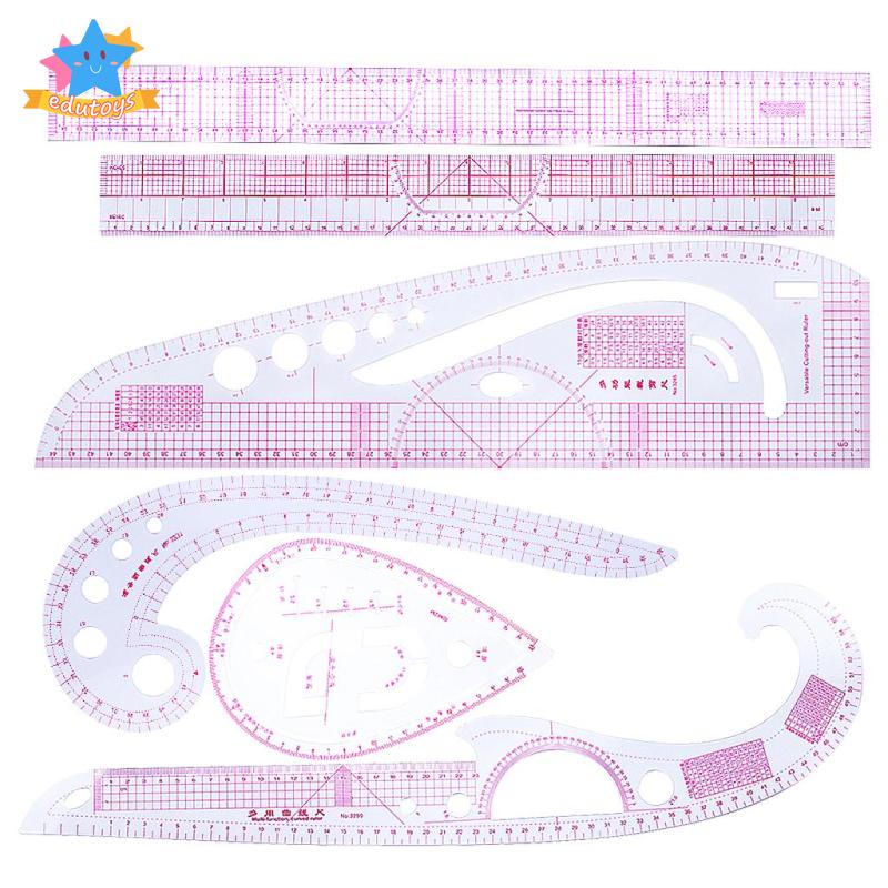 Pretty 6pcs French Curve Metric Ruler Set Sewing Tool for Dressmaker