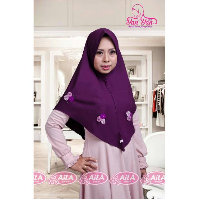 Original Khimar Handmade Flower 3D Mix Gems by Aila Bergo Handmade