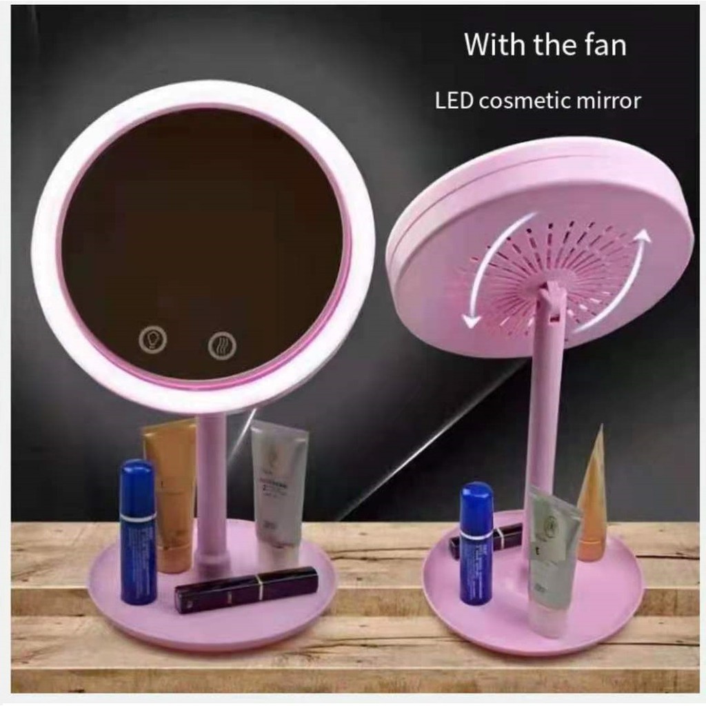 3 in 1 Beauty Breeze Mirror Portable LED Makeup Mirror with fan and