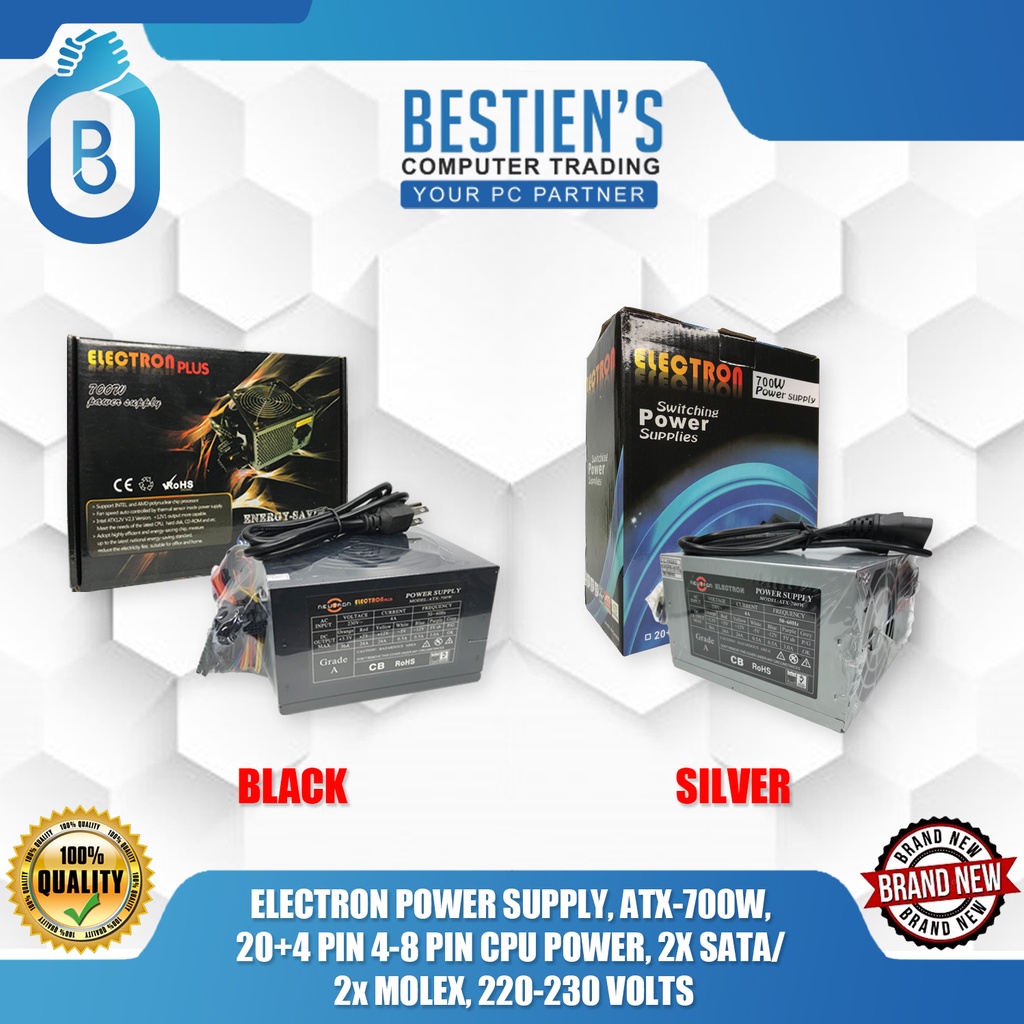 ELECTRON POWER SUPPLY, ATX700W, 20+4 PIN, 48 PIN CPU POWER, 2X SATA