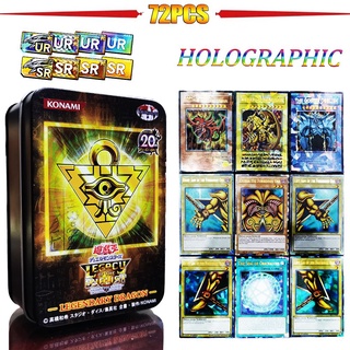 Yugioh Cards with Tin Box Yu Gi Oh Card 72PCS Holographic English Version Golden Letter Duel Links Game Card Blue Eyes Exodia