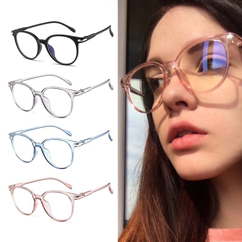 [yd]women Round Anti Blue Glasses Anti Radiation Eyeglasses Computer Anti Radiation Replaceable