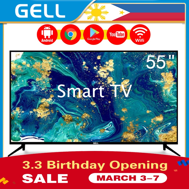 GELL 55inches Smart TV 60 inches Android smart led tv on sale flat
