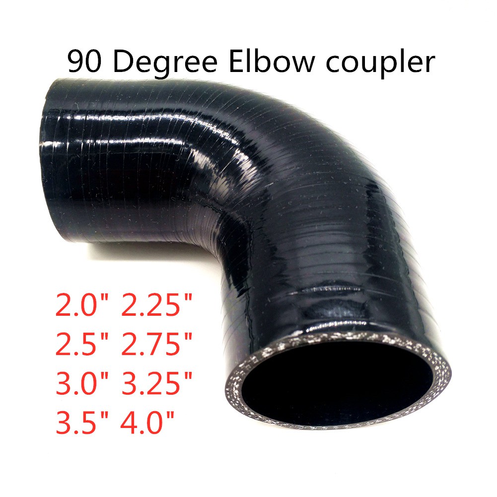 Black 2.75 90 Degree Elbow Turbo/Intercooler/Intake Piping Coupler Silicone Hose 