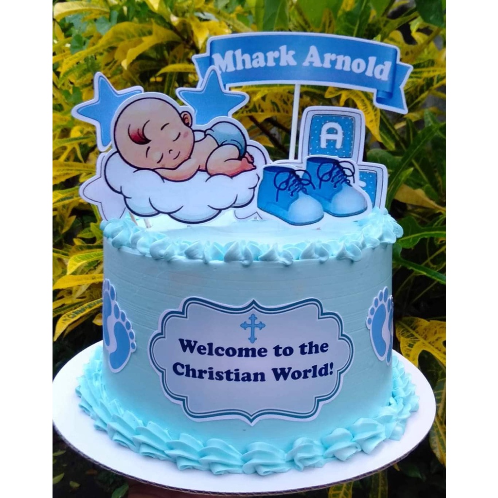 Christening cake topper (boy theme) D1 Shopee Philippines