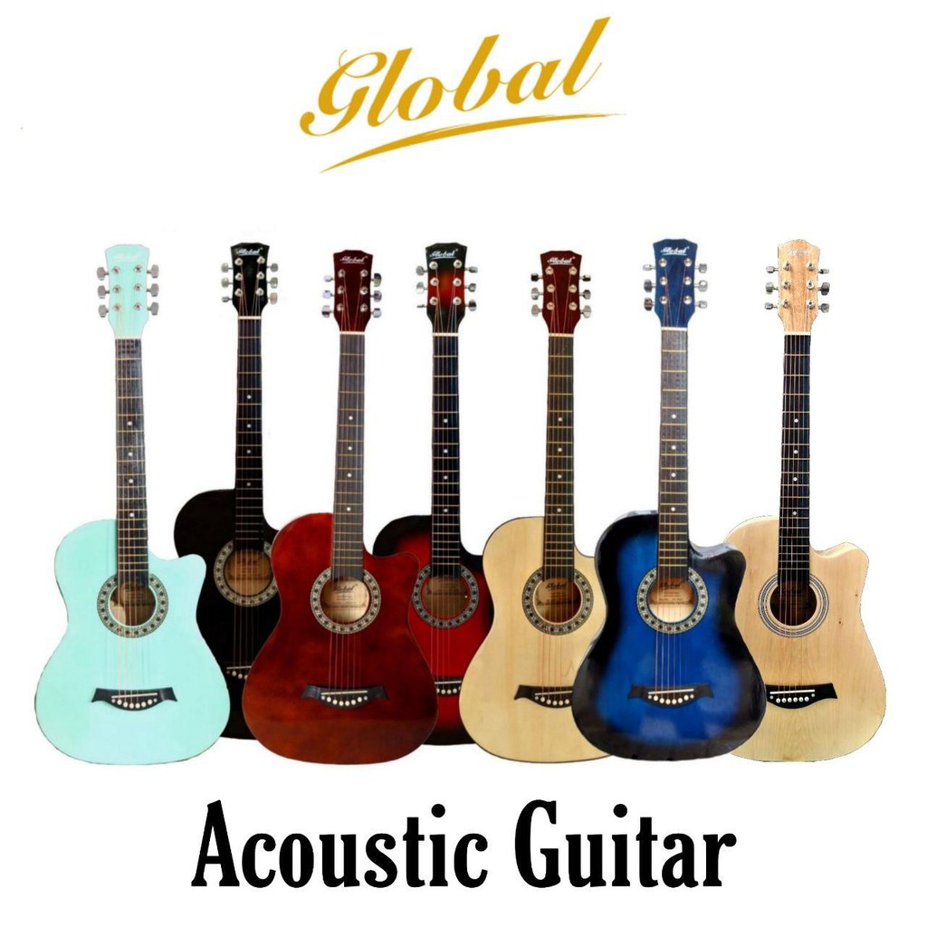 Global AW861C Acoustic Guitar w/ Guitar Bag, Capo, and Strings