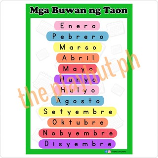 Educational Wall Chart in tagalog buwan ng Taon A4 Laminated | Shopee ...