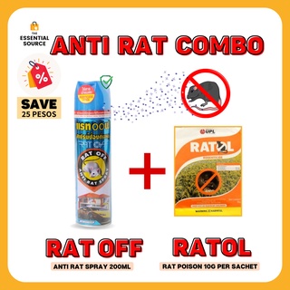 COMBO RAT OFF Spray 200ml Anti Bite Rodent Repellent and RATOL Rat