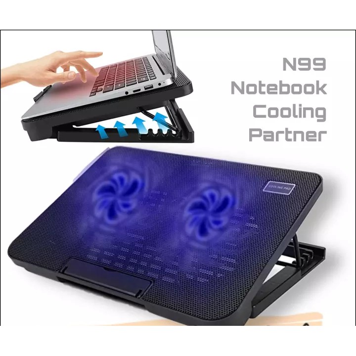 N99 Laptop cooling pad With 2 Large Fans For 14 17 Inch Laptop