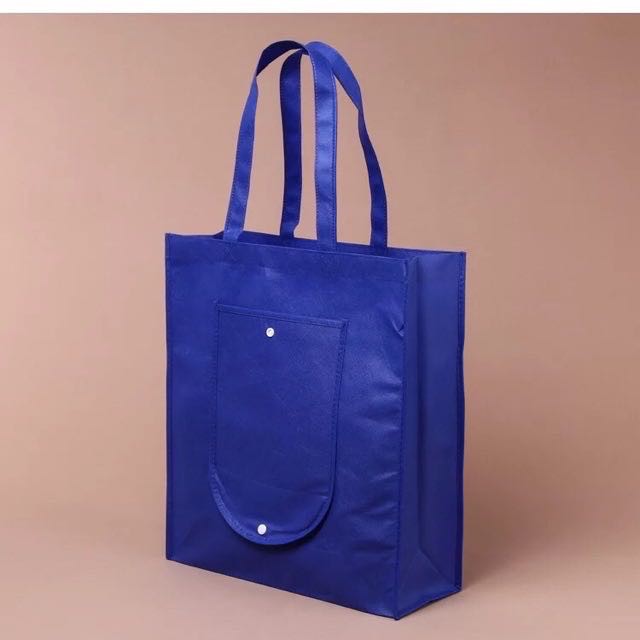 Plain 1 Button Foldable Eco Bag Non Woven Vertical Reusable Hand Bag Shoulder Bag Ecobag