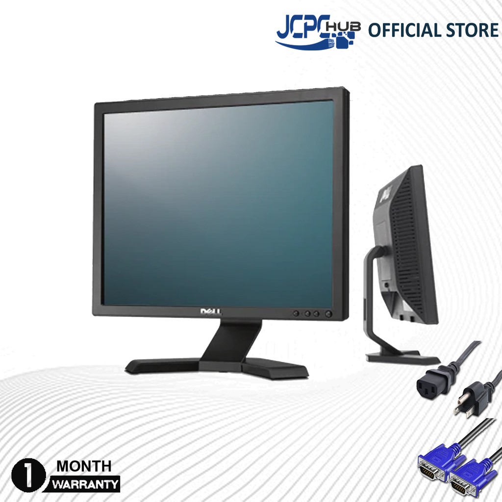 Dell Monitor 17 Inch Square Type LCD Monitor Black with Free VGA Cable and Power Cable USED