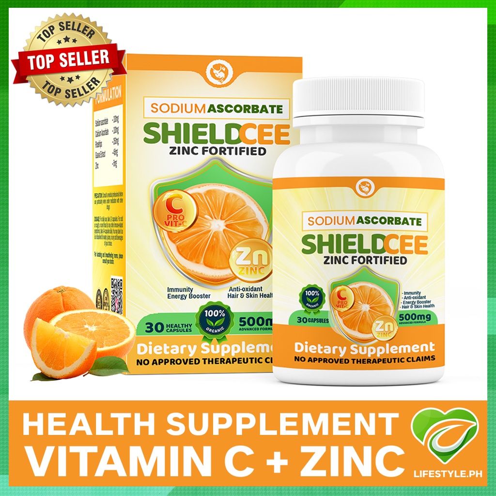 Vitamin c with Zinc sodium ascorbate health food suplement immune booster non acidic Shield Cee 30 c