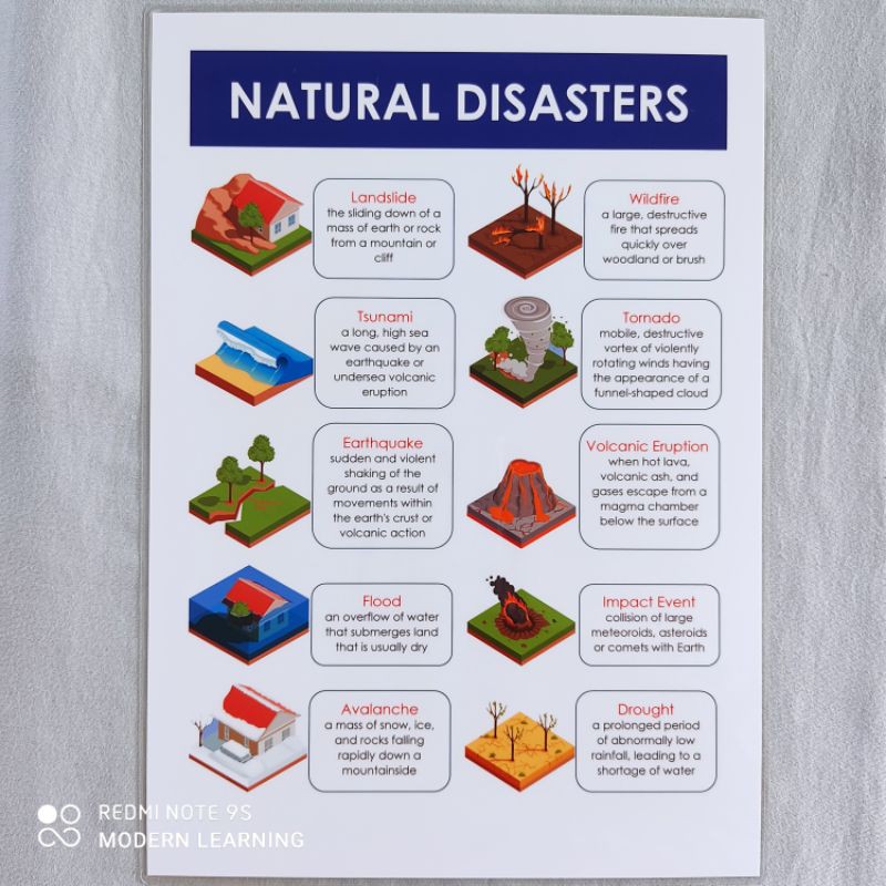 Laminated Natural Disasters Chart A4 | Shopee Philippines
