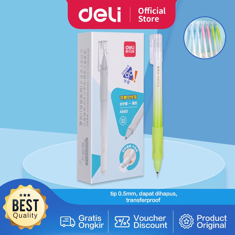 Deli Erasable Pen / Pen Can Be Erasable Smooth Writing A660 Shopee