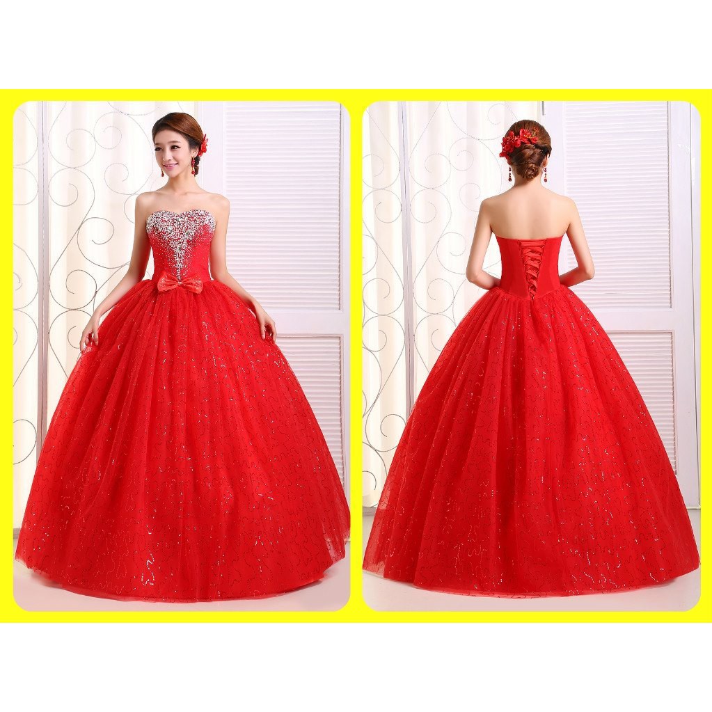 red solid gown dress