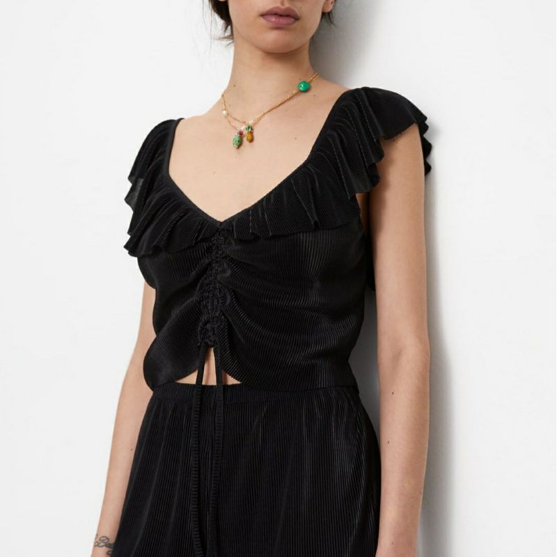 zara ruffled pleated top