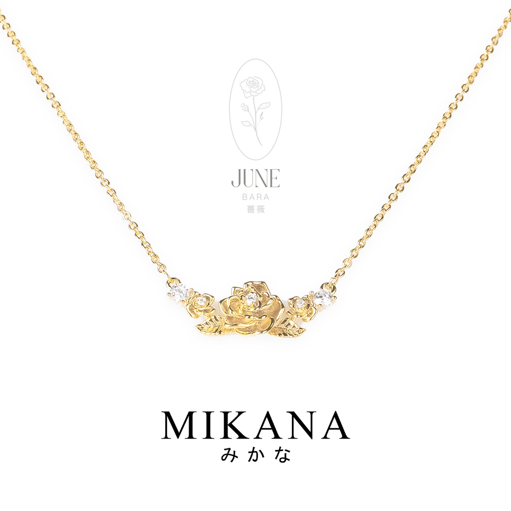 Mikana Birth Flower 18k Gold Plated June Rose Pendant Necklace ...