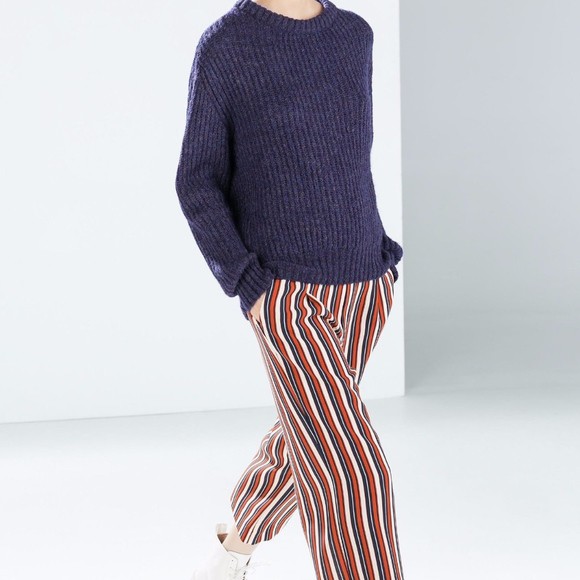 zara striped palazzo trousers