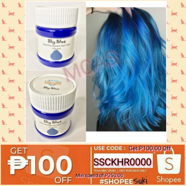 Sky Blue Semi Permanent Hair Color Vegan 120ml Shopee