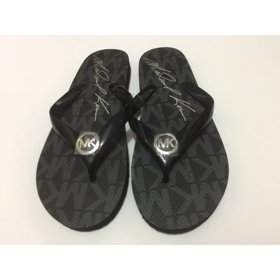michael kors flip flops womens silver