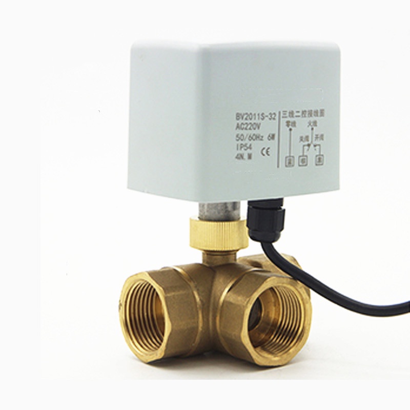 AC220V 1.6Mpa T type 3 Way brass Electric Motorized ball valve Thread ...