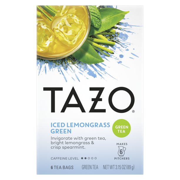 CLEARANCE Tazo Iced Lemongrass Green Tea Family Size, makes 6 pitchers