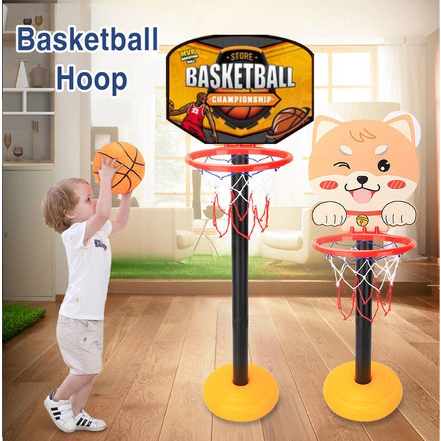 Best Gift for Boys Girls Toddler Adjustable Height Basketball Toys for Indoor Outdoor Football and Ring Toss B-T Basketball Hoop for Kids 3 in 1 Sports Center for Basketball 