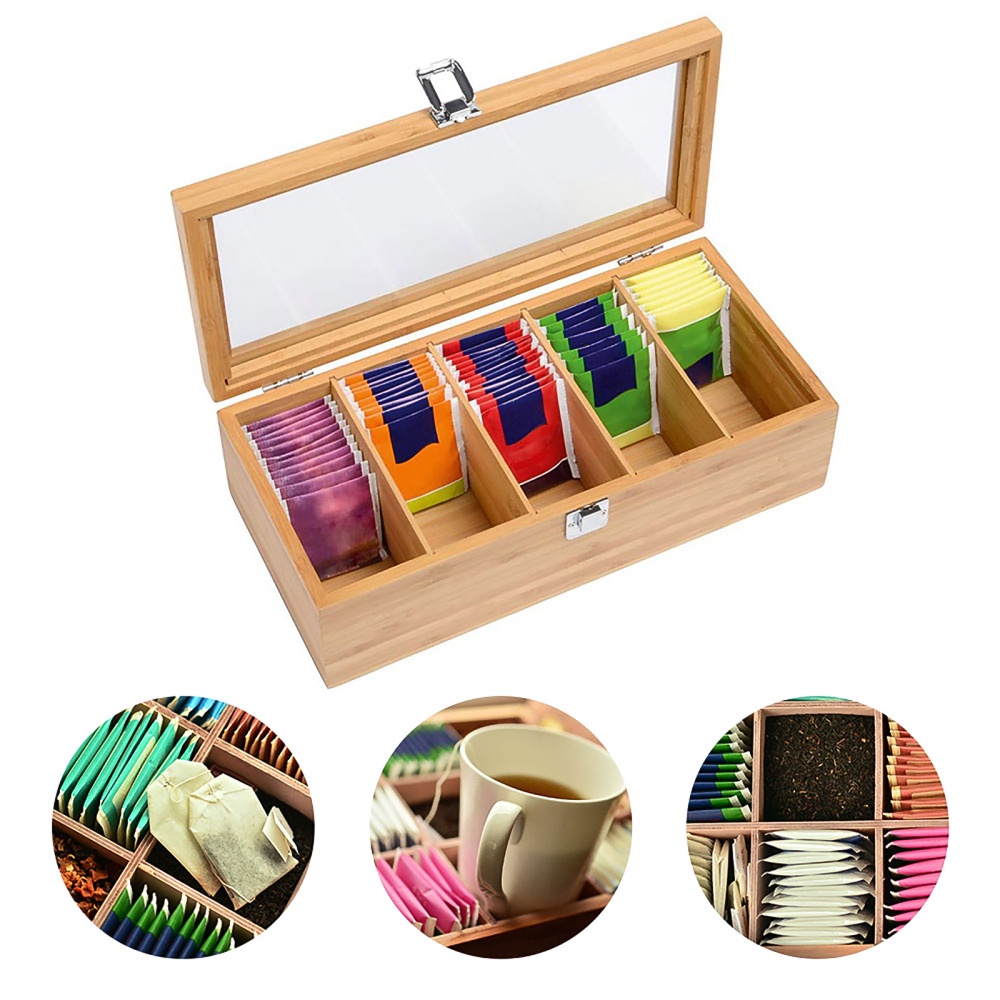 Bamboo Tea Bag Wooden Organizer Tea Bag Organizer Box With Compartments ...