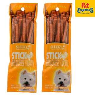 Sleeky Chewy Snack Stick Beef and Cheese Dog Treats 50g (2 packs)