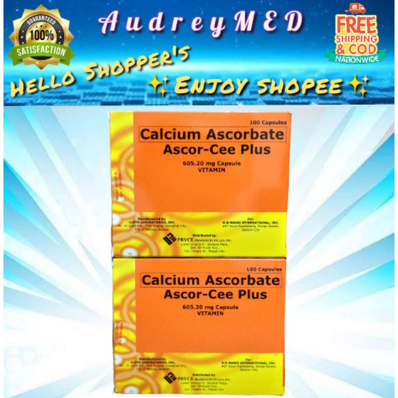 AscorCee Plus (CALCIUM ASCORBATE) 100 Capsules Shopee Philippines
