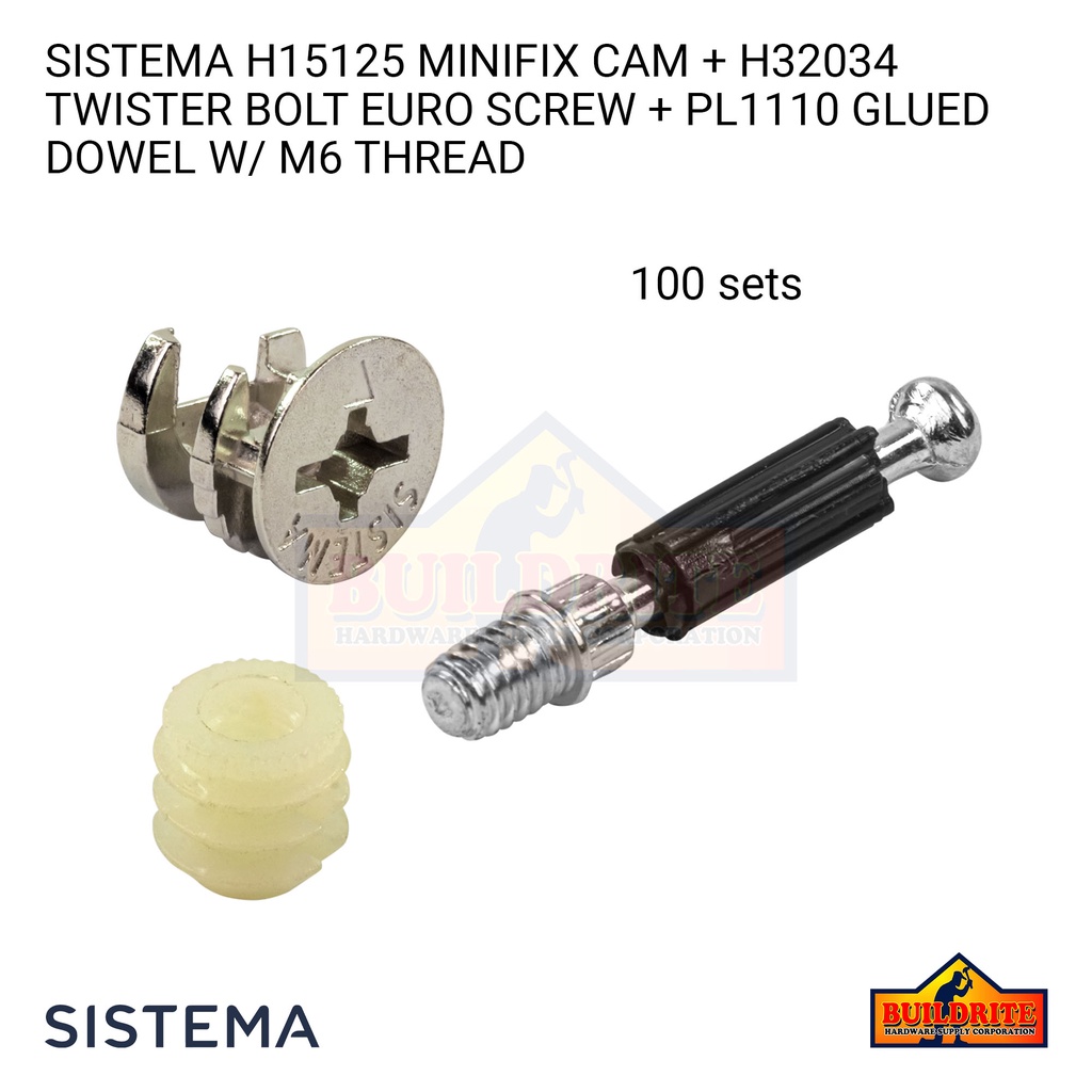 SISTEMA H15125 H32034 PL1110 Silver Black White Mini Fix Set Screw Steel Connectors 3in1 Cam
