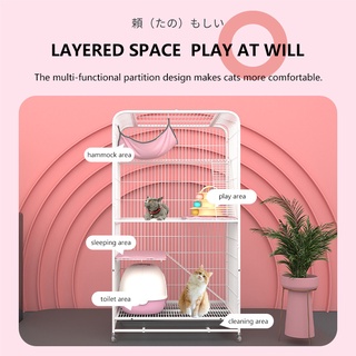 Cat Cage Villa large free space household cat cage indoor three-layer cat house with toilet #2