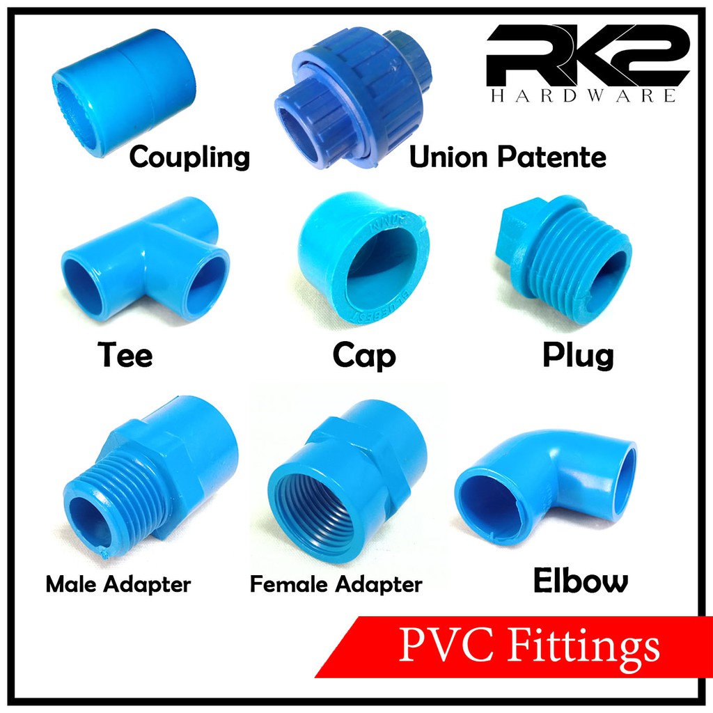 PVC Blue Pipe Fittings | Tee, Cap, Plug, Male & Female Adapter, Elbow ...