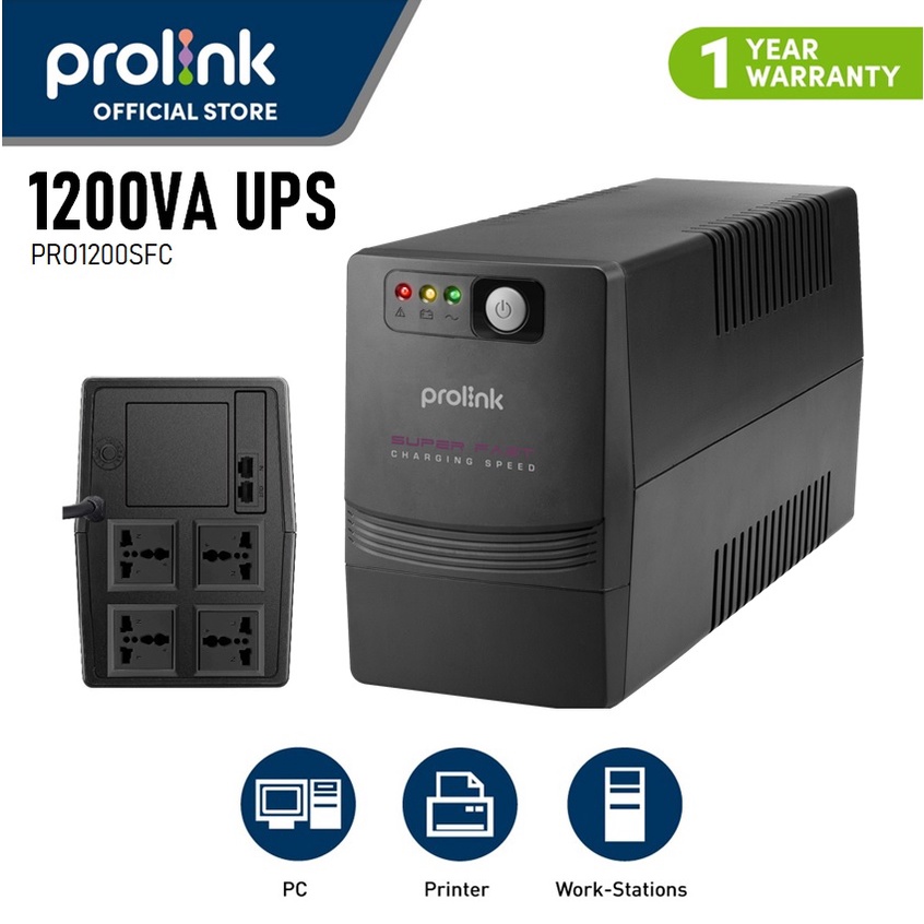 Prolink Pro1201Sfc 1200Va Ups Power Supply With Built In AVR 4 Output