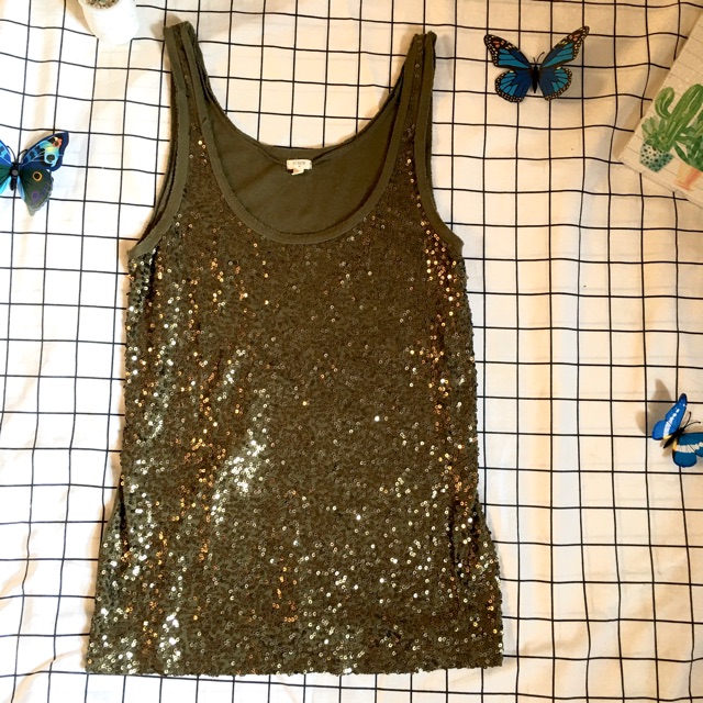 dark green sequin top