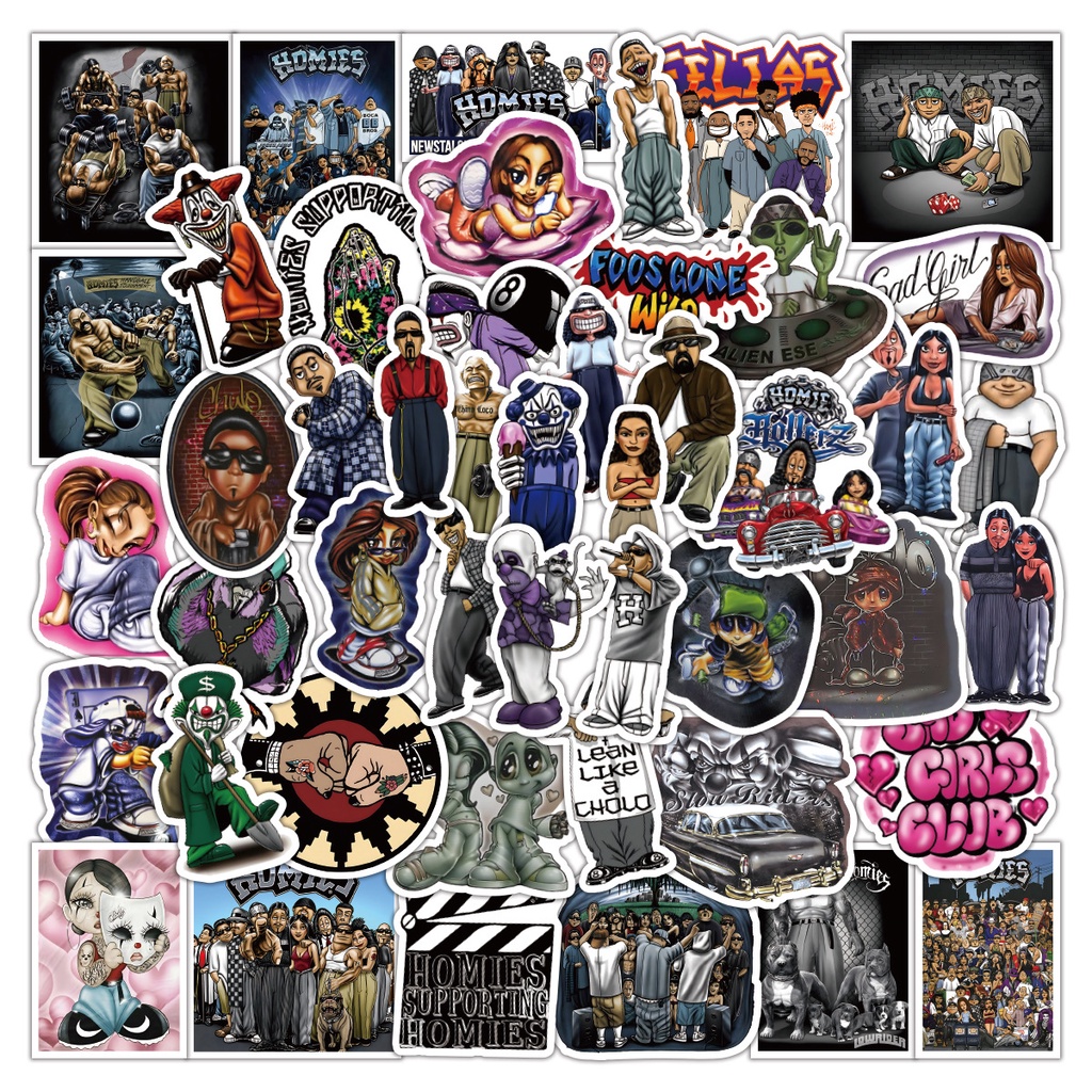 50PCS Cute Cartoon Homies Waterproof Stickers For Luggage Guitar Refrigerator Decal