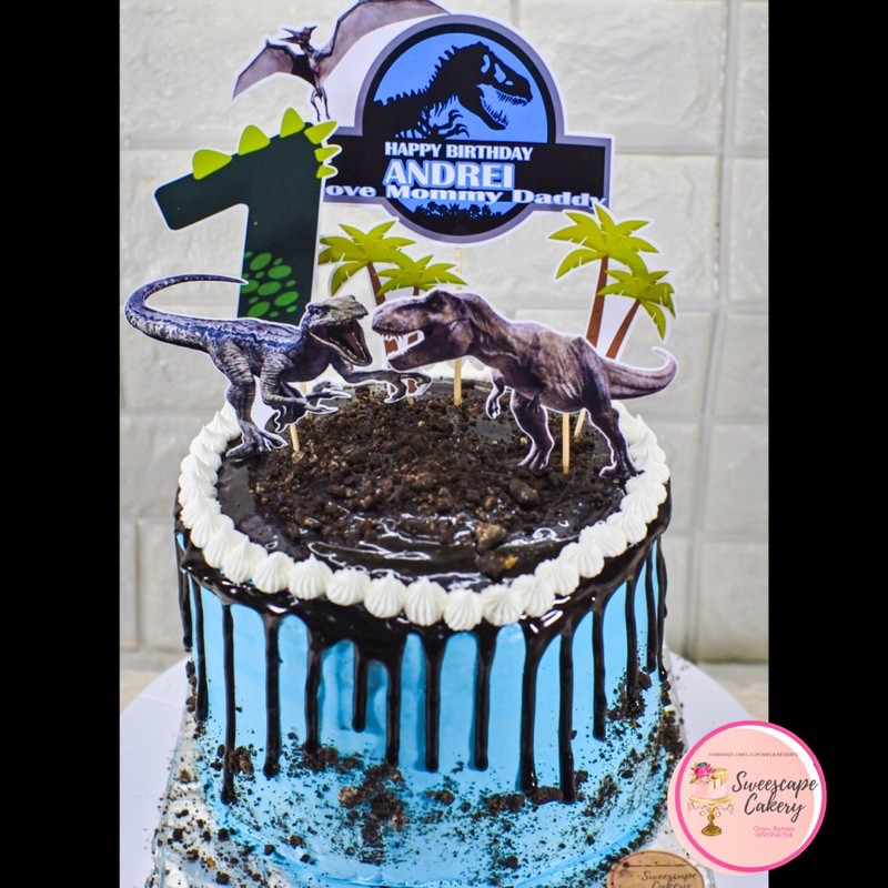 Dinosaur Jurassic Park Cake Cupcake Toppers Personalized Shopee Philippines