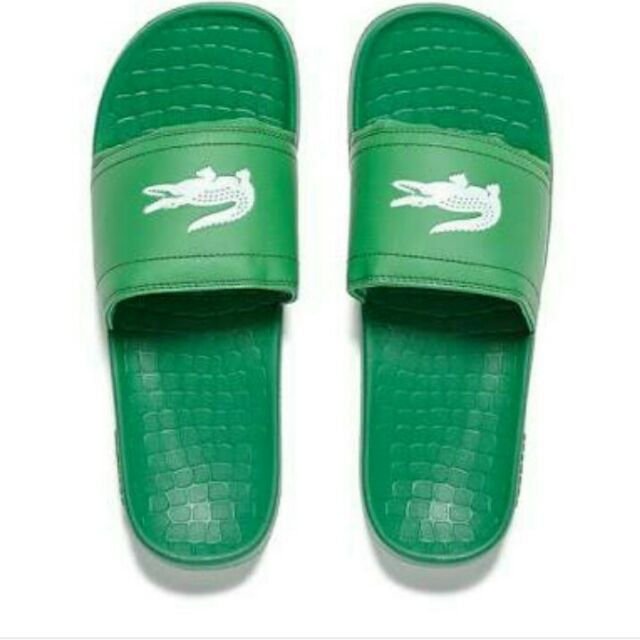 lacoste slides green